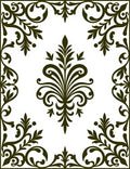 Dark Green Floral Scrollwork Border Rug