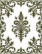 Dark Green Floral Scrollwork Border Rug