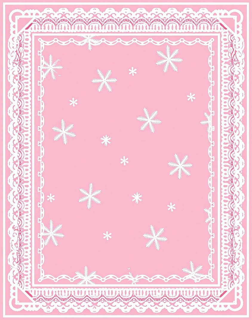 Pink Snowflake Lace Border Rug