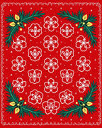 Red Festive Floral Branch Rug
