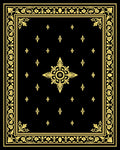 Elegant Black Golden Floral Border Rug