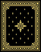 Elegant Black Golden Floral Border Rug