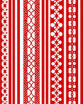 Red White Geometric Stripe Medallion Rug