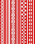 Red White Geometric Stripe Medallion Rug
