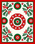 Crimson Green Festive Floral Medallion Rug
