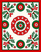 Crimson Green Festive Floral Medallion Rug