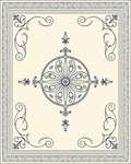 Cream Navy Filigree Medallion Border Rug