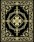 Yellow Vintage Floral Scroll Border Rug
