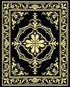 Yellow Vintage Floral Scroll Border Rug