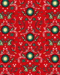Red Green Golden Floral Medallion Rug