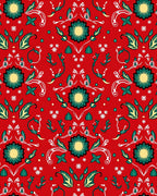 Red Green Golden Floral Medallion Rug