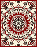 Crimson Medallion Floral Mandala Rug