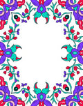 Vibrant Purple Teal Floral Flourish Rug