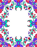 Vibrant Purple Teal Floral Flourish Rug