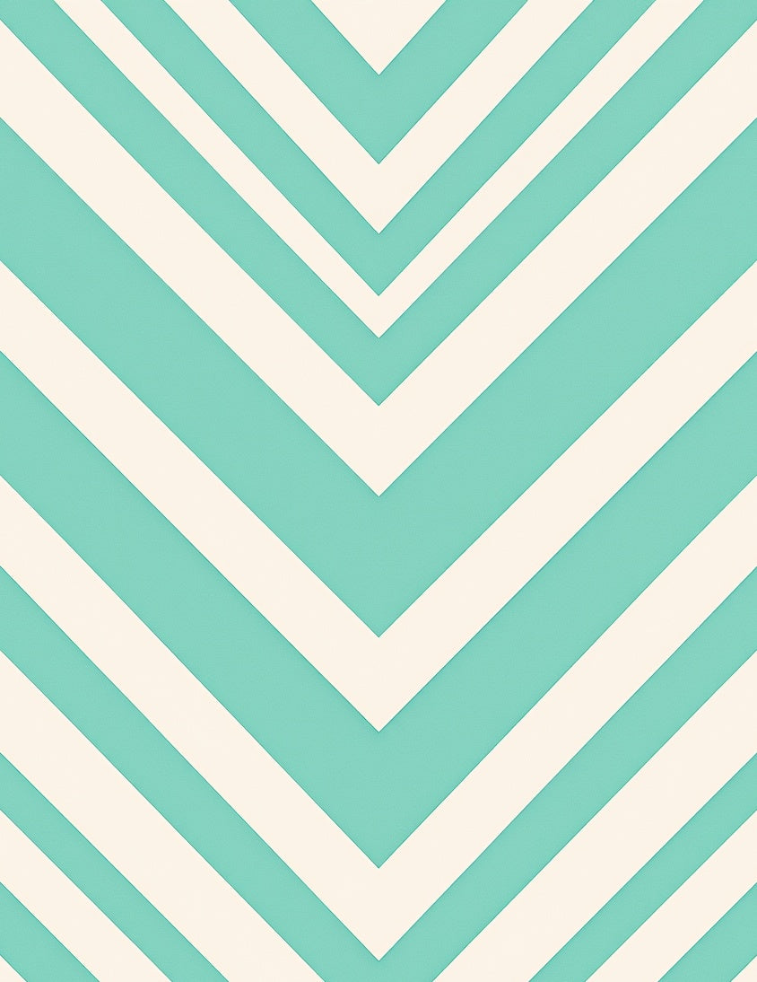 Aqua Ivory Chevron Stripes Rug