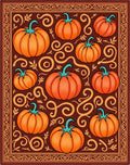 Harvest Orange Pumpkin Swirl Border Rug
