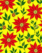 Bold Red Floral Yellow Botanical Rug