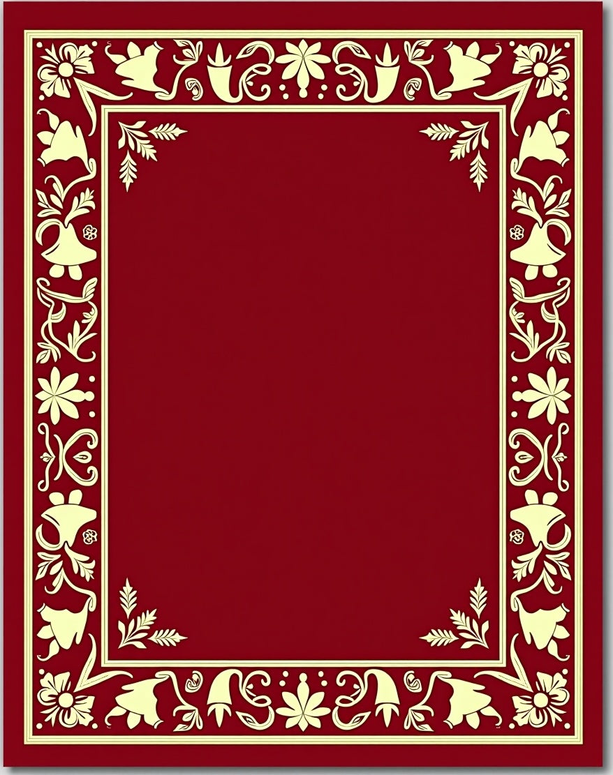 Victorian Red Floral Bell Border Rug