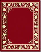 Victorian Red Floral Bell Border Rug