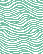 Aqua White Abstract Wave Lines Rug
