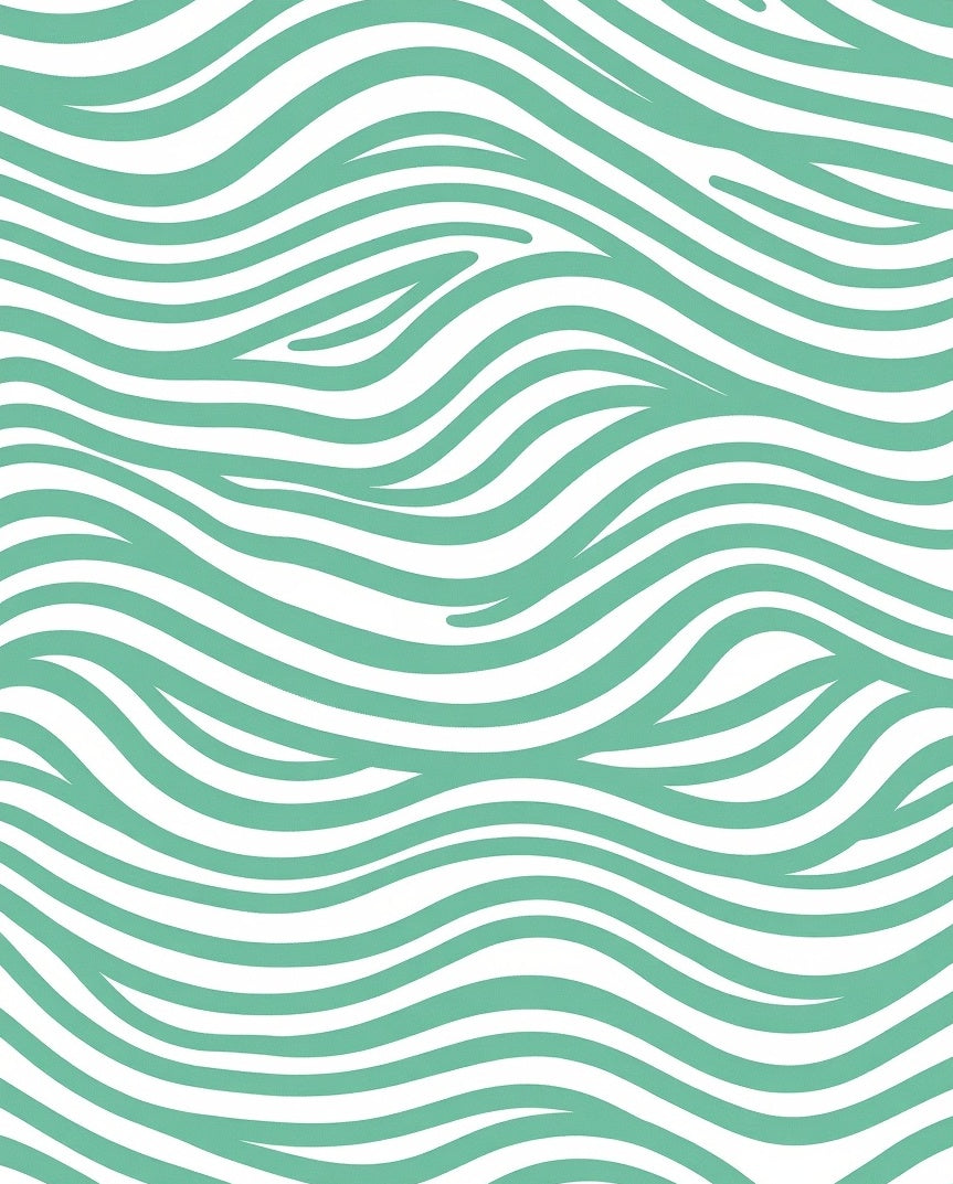 Aqua White Abstract Wave Lines Rug