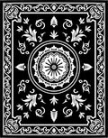 Black White Ornate Floral Centerpiece Rug