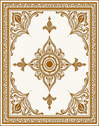 Antique Gold Floral Medallion Border Rug