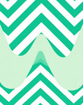 Green White Chevron Wave Rug