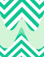 Green White Chevron Wave Rug