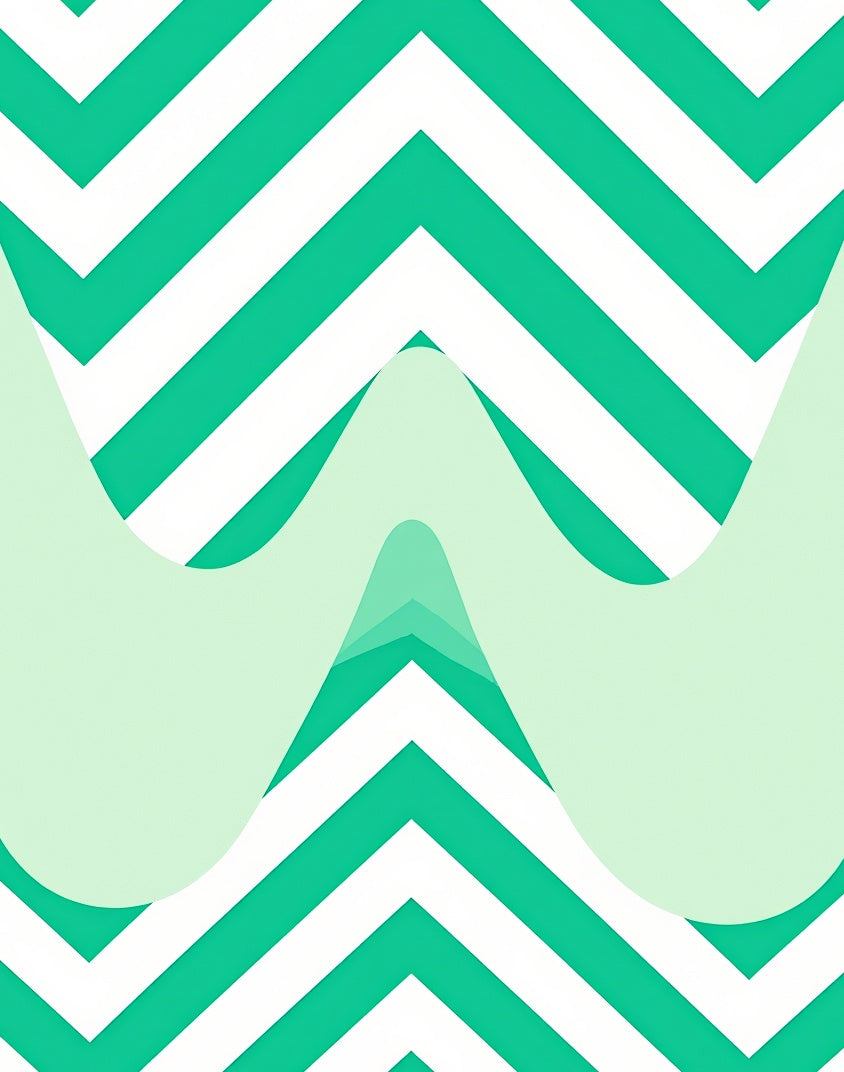 Green White Chevron Wave Rug