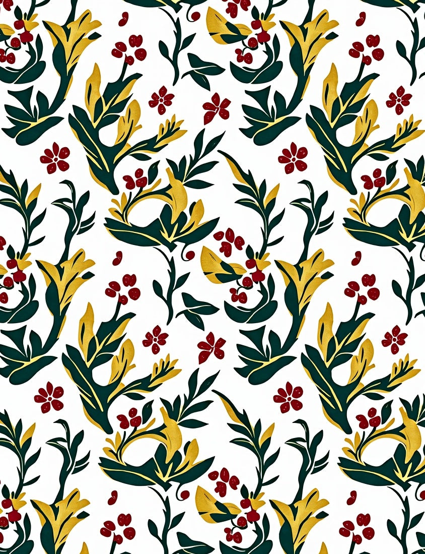 Rich Scarlet Berry Botanical Whimsical Rug