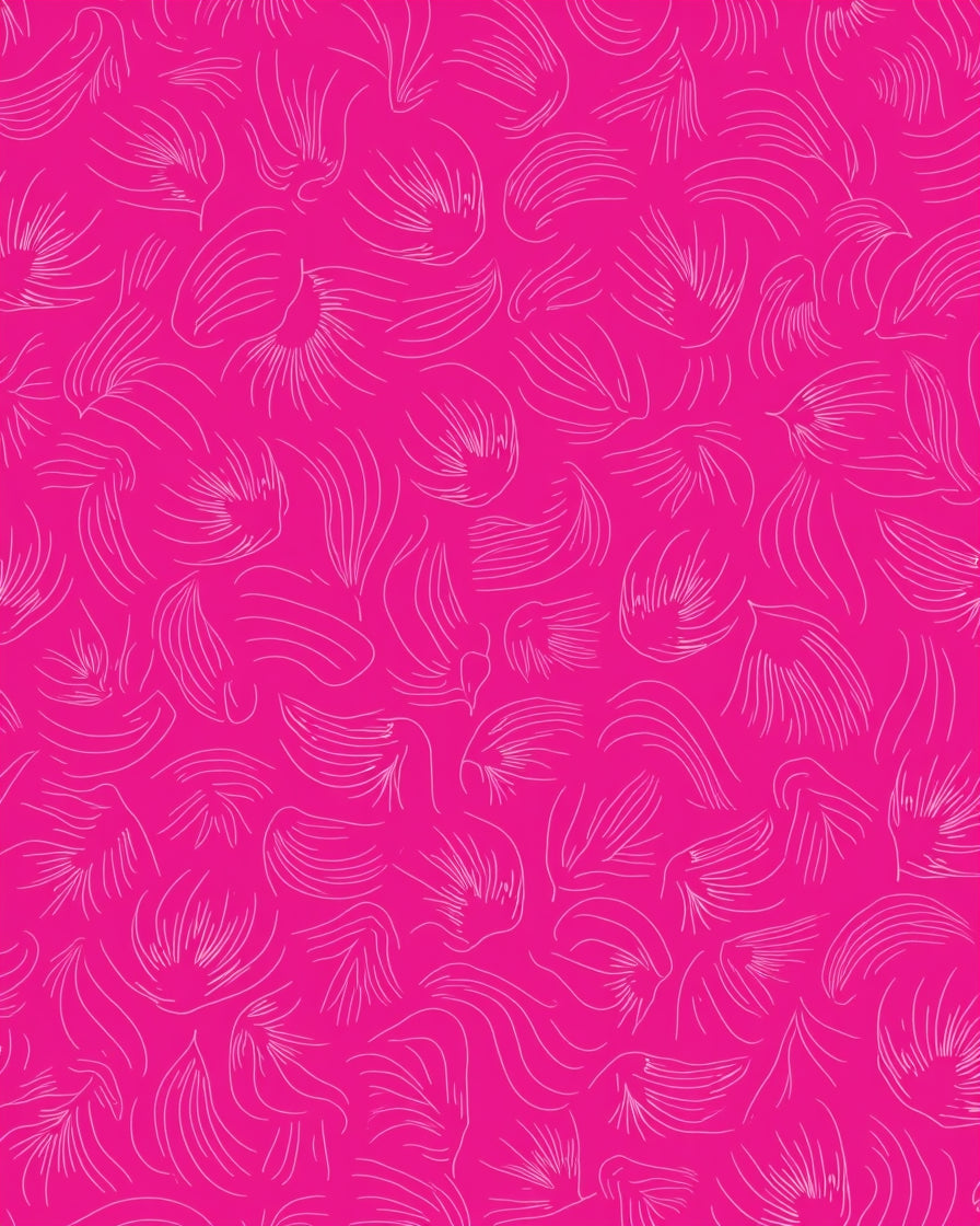 Vibrant Fuchsia Feathered Swirls Rug