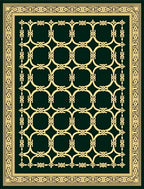 Golden Interlocking Circles Bordered Rug