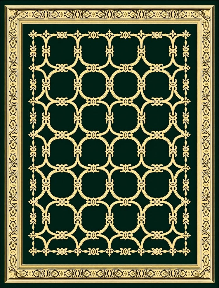 Golden Interlocking Circles Bordered Rug