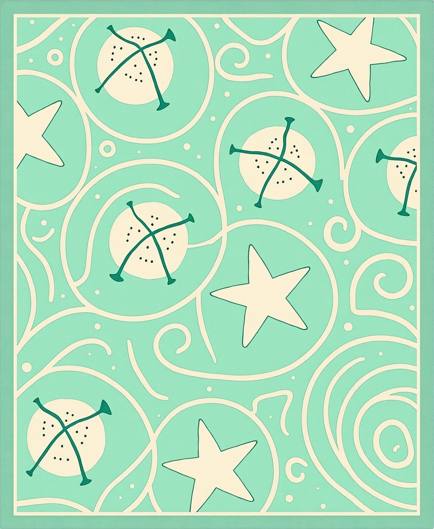 Pastel Mint Starburst Swirl Rug