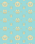 Golden Crown Medallion Aqua Background Rug