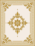 Elegant Gold Filigree Scrollwork Medallion Rug