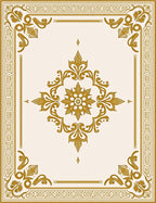 Elegant Gold Filigree Scrollwork Medallion Rug