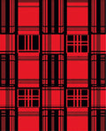 Bold Red Black Plaid Squares Rug