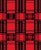 Bold Red Black Plaid Squares Rug