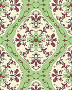 Ornate Red Floral Lattice Cream Rug
