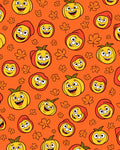 Cheerful Pumpkin Faces Autumn Leaves Rug