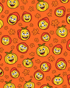 Cheerful Pumpkin Faces Autumn Leaves Rug
