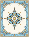 Blue Ochre Floral Medallion Border Rug