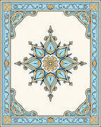 Blue Ochre Floral Medallion Border Rug