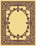Maroon Floral Bordered Cream Frame Rug