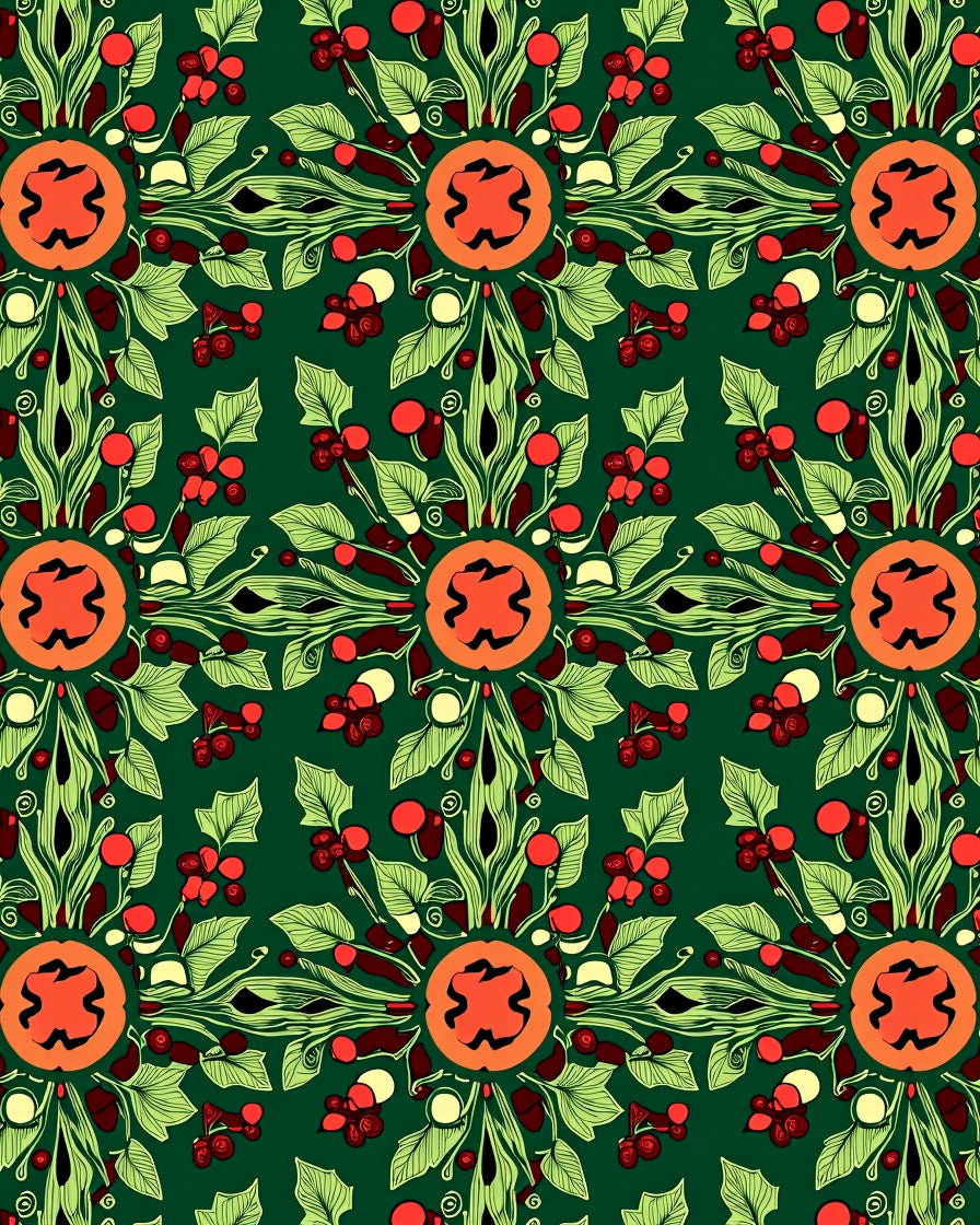 Emerald green botanical medallion Rug