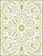 Elegant Olive Green Floral Mandala Rug