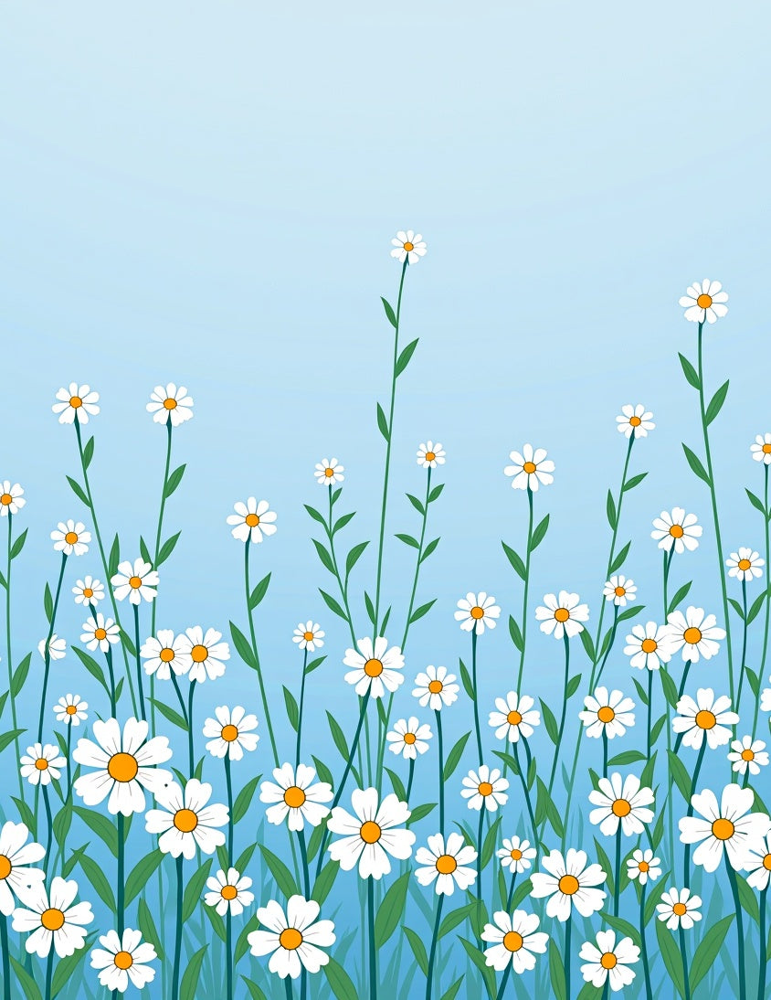 Spring Daisy Field With Blue Sky Rug