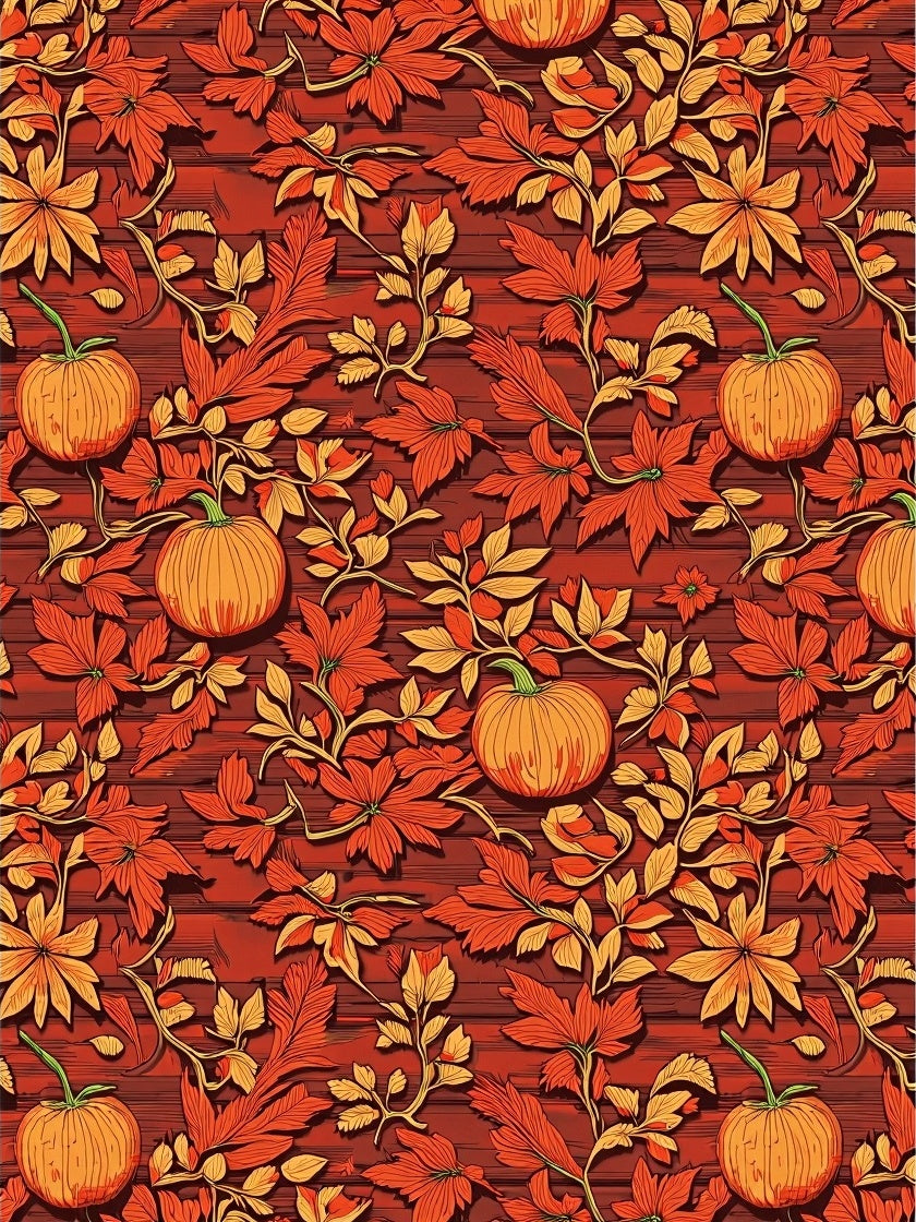 Autumn Harvest Pumpkin Floral Swirls Rug